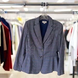 Tahari ASL Blue Plaid Blazer